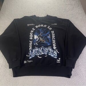 Darc Sport x Batman Wolves Club Sweatshirt Mens M Black Crewneck Bodybuilding